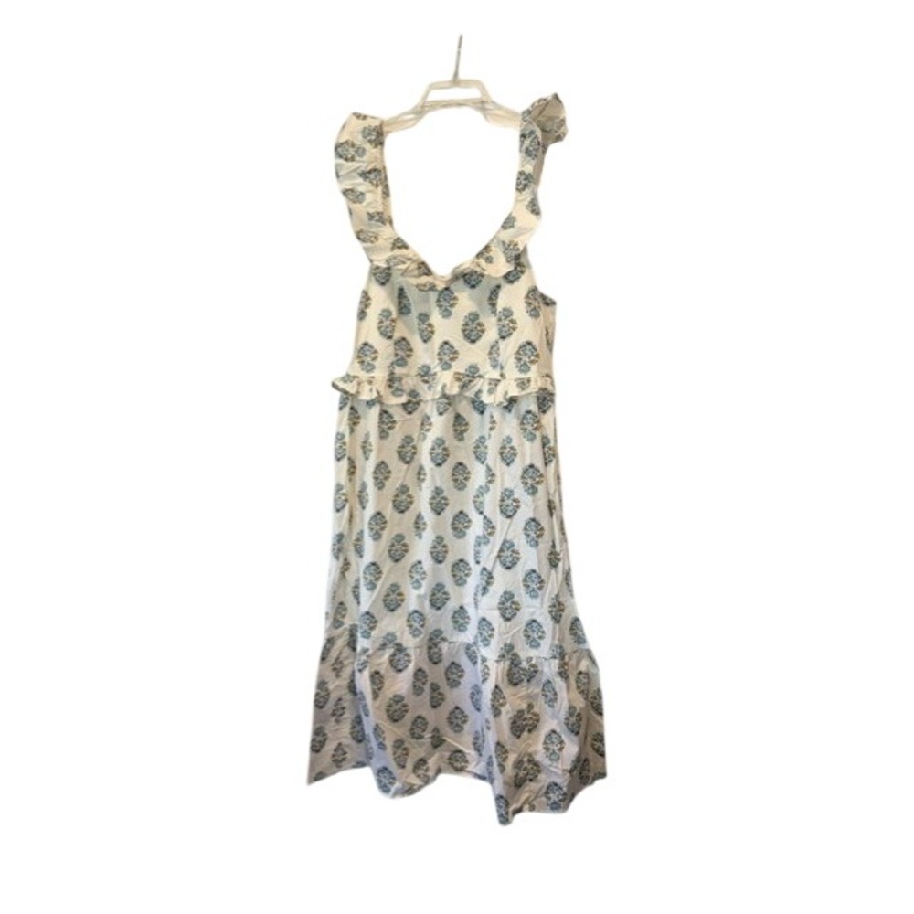 J.Crew Womens Cotton Floral Maxi Dress Ruffle Tiered Boho Block Print Size 20